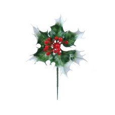 Plastic Green-White Holly Pick (Lot of 12 Pc.) SALE ITEM